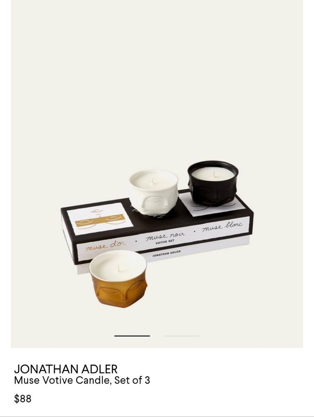 Jonathan Adler Muse Votive Set in Black, White & Gold